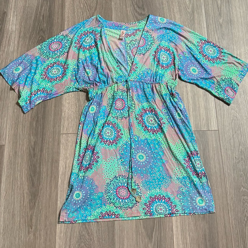 Luli Fama Colorful Printed Swimsuit Cover Up Size Medium